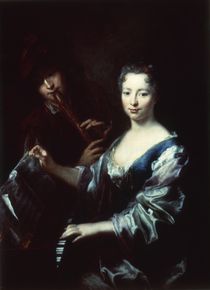 Lady playing a spinet and a flautist by Antoine Pesne