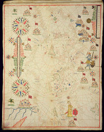 The Mediterranean Basin, from a nautical atlas by Italian School
