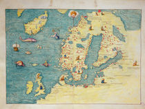 Northern Europe, from an Atlas of the World in 33 maps von Battista Agnese