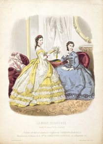 Fashion plate showing ballgowns by French School