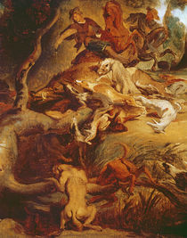 Detail of The Wild Boar Hunt von Ferdinand Victor Eugene Delacroix