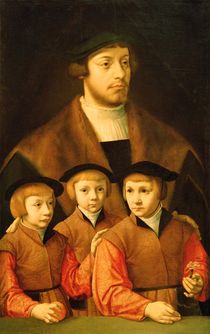 Portrait of a Man and His Three Sons von Bartholomaeus Bruyn