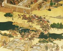 The Battle of Hogen from a screen by Japanese School