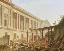 Demolition of the Hotel de Bourbon and clearing the Louvre Colonnade von Pierre Antoine Demachy