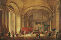 Print sellers at the entrance to Louvre by Pierre Antoine Demachy