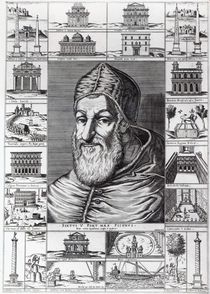 Pope Sixtus V, surrounded by the churches by Italian School