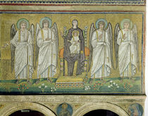 Madonna and Child enthroned and flanked by angels by Byzantine School