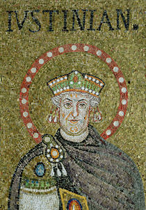 The face of Justinian by Byzantine School