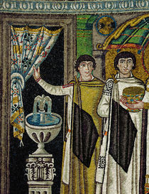 Courtiers by a fountain by Byzantine School