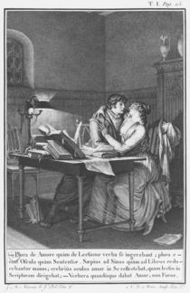 Heloise and Abelard in their study by Jean Michel the Younger Moreau