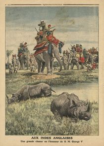 A rhinoceros hunt in honour of King George V by French School