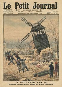 Pulling down one of the last windmills on the Butte Montmartre by French School