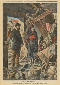 After the disaster, illustration from 'Le Petit Journal' by French School