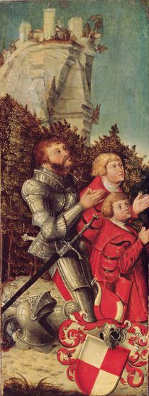 Portrait of a Knight with his two sons by Lucas, the Elder Cranach