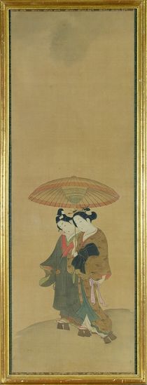 Two Lovers under an Umbrella by Toyonobu Ishikawa