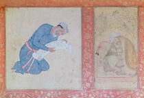 Portrait of Min Musavir giving a petition to Emperor Akbar by Indian School