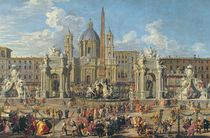 Preparation For the Firework Display Held at Piazza Navona von Giovanni Paolo Pannini or Panini