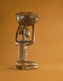 Stool with a kneeling female caryatid by African School