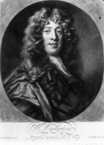 William Wycherley, engraved by John Smith by Peter Lely