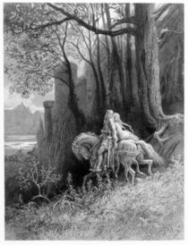 Geraint and Enid Ride Away by Gustave Dore