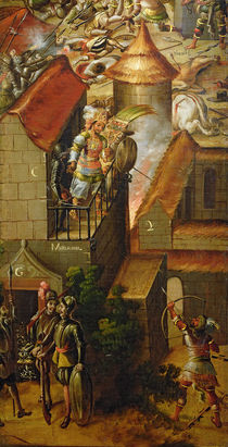 The murder of Montezuma and the raiding of his treasure by Spanish School