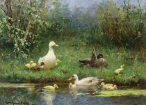 Ducks on a riverbank by David Adolph Constant Artz
