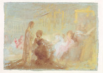 Interior at Petworth House with people in conversation by Joseph Mallord William Turner