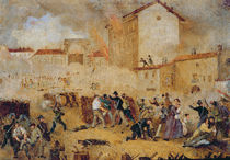 Fighting at Porta Tosa during the Five Days of Milan von Italian School