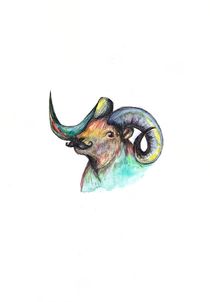 Colourful Moustache Ram by Jessica May