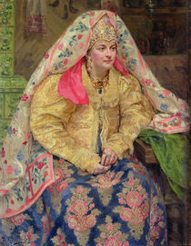 Woman in Old Russian Dress by Ivan Semyonovich Kulikov