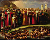 The Baptism of the Murom people by Yaroslav of Murom in 1097 von Russian School