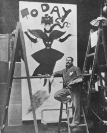 Dudley Hardy painting a poster for the magazine journal 'Today' by English Photographer