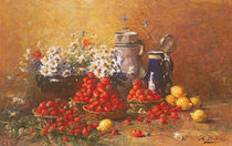 Still life of flowers and fruit by Hubert Bellis