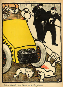 A police car runs over a little girl by Felix Edouard Vallotton