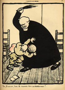 A priest beats a boy, from 'Crimes and Punishments' by Felix Edouard Vallotton