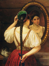 A girl at the mirror, 1848 by Philipp Osipovich Budkin