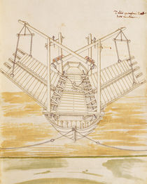 Design for a Warship, illustration from 'De Machinis' by Mariano di Jacopo