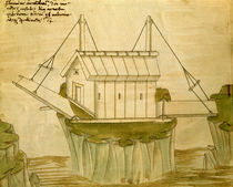 Design for a fortress with two drawbridges von Mariano di Jacopo