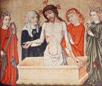 Christ at the sepulchre, supported by his Mother and Saint John von German School