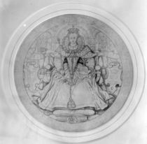 Design for the obverse of Queen Elizabeth I's Great Seal of Ireland by Nicholas Hilliard