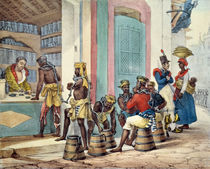 Manacled slaves buying tobacco from a Tobacco shop in Rio de Janeiro by Jean Baptiste Debret