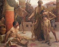 A Spartan points out a drunken slave to his sons von Fernand Sabbate