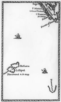 Map of Lilliput and Blefuscu by English School