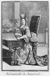 Mademoiselle de Mennetoud playing the harpsichord by Nicolas Bonnart