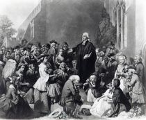 John Wesley preaching by English School