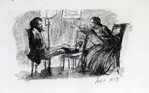 Rossetti being sketched by Elizabeth Siddal von Dante Gabriel Charles Rossetti