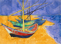Fishing Boats on the Beach at Saintes-Maries-de-la-Mer von Vincent Van Gogh