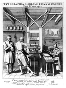 The bindery of Laurens Janszoon Koster by Pieter Jansz Saenredam