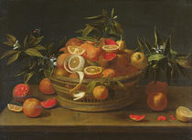 Still life with lemon, orange and pomegranate by French School