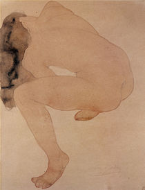 Seated nude bending over von Auguste Rodin